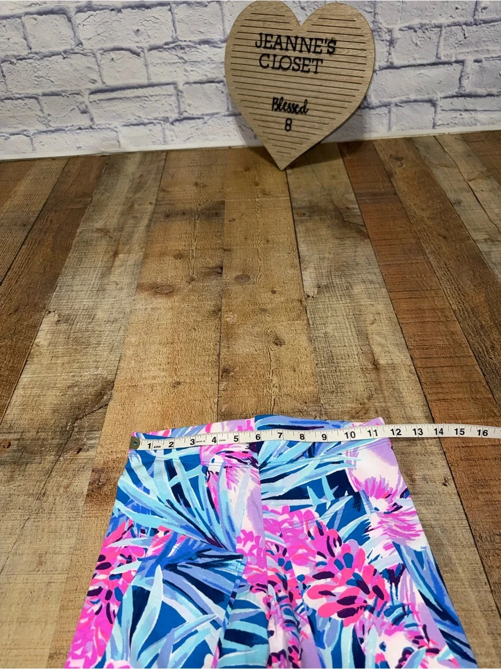 Lilly Pulitzer Girls Bundle L 8-10 Blue Peplum Top & Tropical Floral Leggings